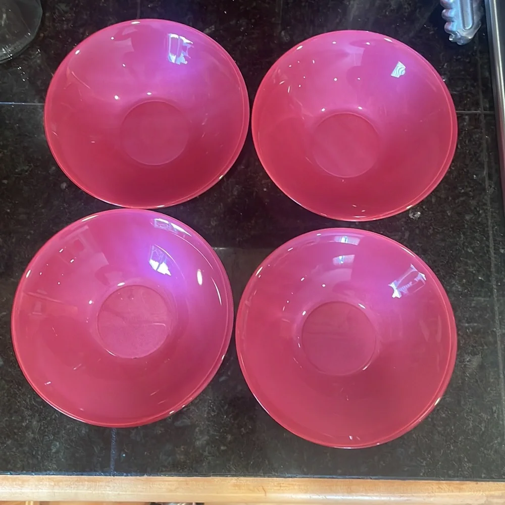 4 Vtg ARC France Arcopal Glass Bowls Pink